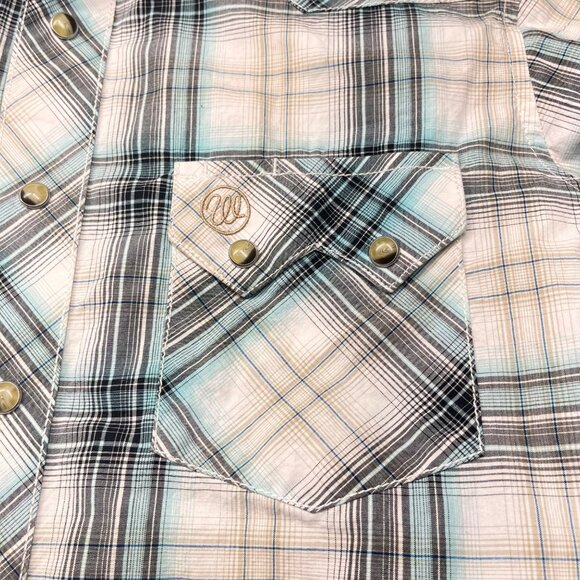 Wrangler Retro Western Plaid Button-Up Shirt men S pearl snap button Cowboy - Picture 6 of 9